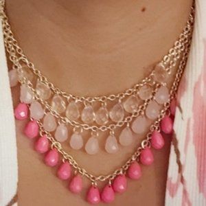 Multi Layer Faux Beads Necklace with Earrings